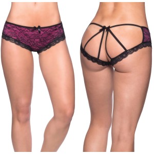 Cage Back Lace Panty Large/extra Large Black/pink