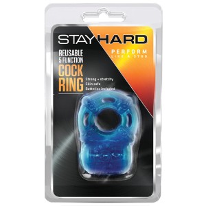 Stay Hard Reusable 5 Function Vibrating Cock Ring Blue