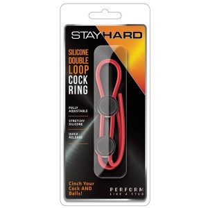 Stay Hard Silicone Double Loop Cock Ring Blue