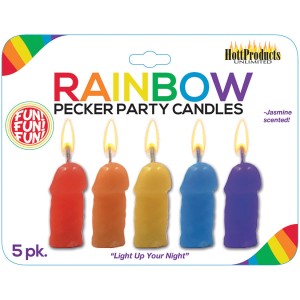 Rainbow Pecker Party Candles 5 Pack