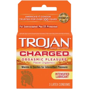 Trojan Intensified Charged Orgasmic Pleasure Condoms 3 Pack