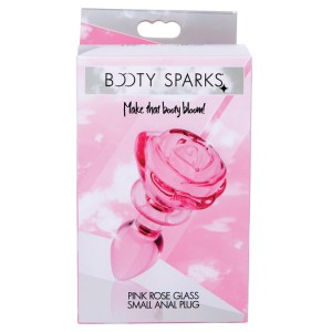 Booty Sparks Pink Rose Glass Anal Plug-small