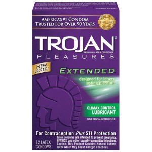 Trojan Pleasures Extended Lubricated Condoms 12 Pack Tj97250