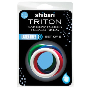 Shibari Triton Rainbow Rubber Pleasure Rings-assorted Colors (5 Packs)