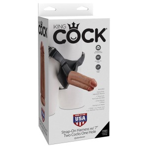 King Cock Strap-on Harness With Two Cocks One Hole-tan 7    [regular Price 46.00]