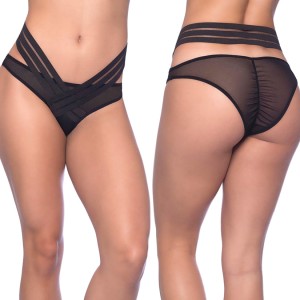 Mesh And Decorative Elastic Bikini-black S/m