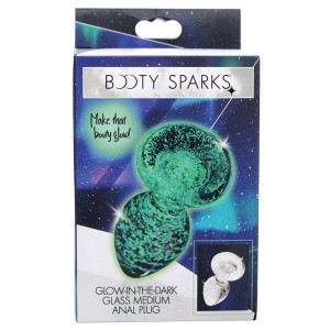 Booty Sparks Glow-in-the-dark Glass Anal Plug-medium