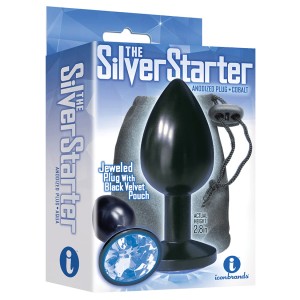The 9s The Silver Starter Anodized Bejeweled Stainless Steel Plug Cobalt