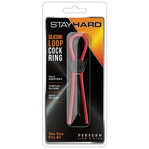 Stay Hard Silicone Loop Cock Ring Red