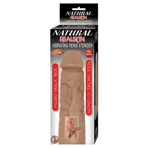 Natural Realskin Vibrating Penis Xtender-brown