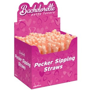 Bachelorette Party Favors Pecker Sipping Straws 144 Piece Display Light