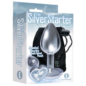 The 9s The Silver Starter Heart Bejeweled Stainless Steel Plug Diamond