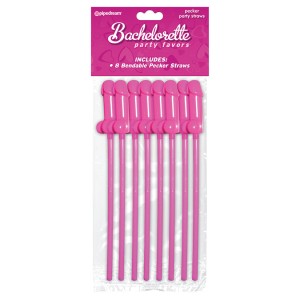 Bachelorette Party Favors Bendable Pecker Straws  8 Count