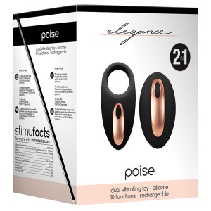 Elegance Poise Vibrating Cock Ring & Remote-black