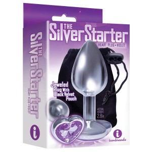 The 9s The Silver Starter Heart Bejeweled Stainless Steel Plug Violet