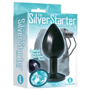 The 9s The Silver Starter Anodized Bejeweled Stainless Steel Plug Aqua