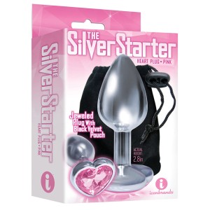The 9s The Silver Starter Heart Bejeweled Stainless Steel Plug Pink
