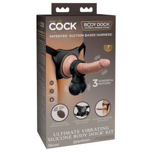 King Cock Elite Ultimate Vibrating Silicone Body Dock Kit-light