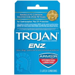 Trojan Enz Armor Spermicidal Lubricated  Condoms 3 Pack
