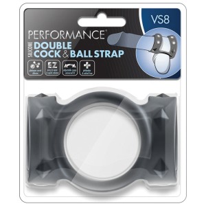 Performance Vs8 Silicone Double Cock & Ball Strap Black