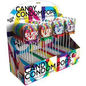 Candy Condom Pops 24 Piece Display Assorted  Flavors