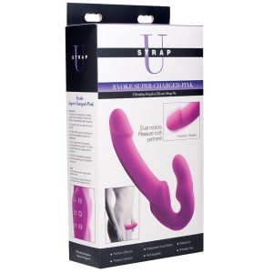 Strap U Evoke Super Charged Vibrating Strapless Silicone Dildo-pink