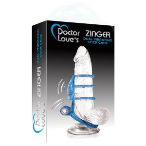 Doctor Loves Zinger Dual Vibrating Cock Cage-blue