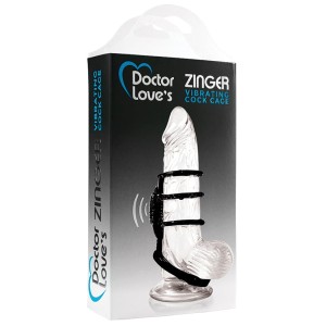 Doctor Loves Zinger Vibrating Cock Cage-clear