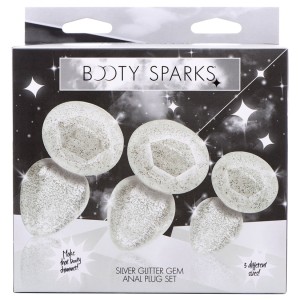 Booty Sparks Glitter Gem Anal Plug Set-silver