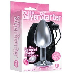 The 9s The Silver Starter Bejeweled Stainless  Steel Plug Pink