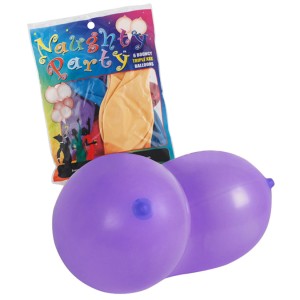 Naughty Boobie Party Balloons  6 Pack Assorted Colors
