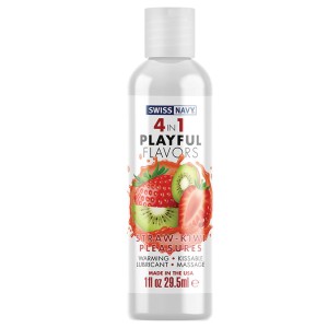 Swiss Navy 4 In 1 Playful Flavors-strawberry/kiwi Pleasure 1oz