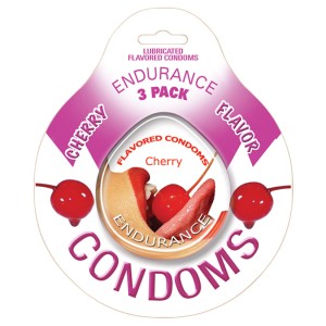 Endurance Lubricated Flavored Condoms 3 Pack Disc Cherry