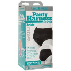 Vac- U- Lock Panty Harness With Plug Briefs L/ Xl