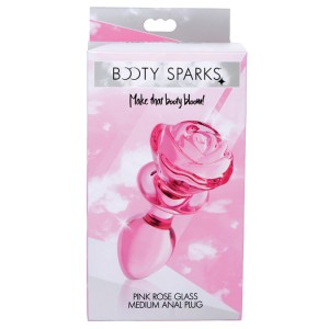 Booty Sparks Pink Rose Glass Anal Plug-medium