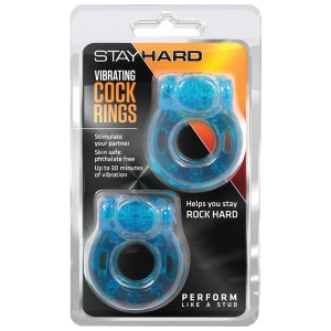 Stay Hard Vibrating Cock Rings 2 Pack Blue