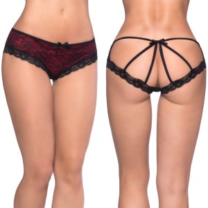 Cage Back Lace Panty Large/extra Large  Black/red