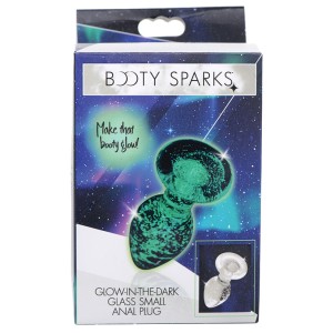 Booty Sparks Glow-in-the-dark Glass Anal Plug-small