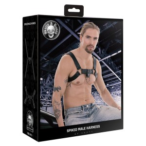 Ouch Skulls & Bones Spiked Male Harness-black