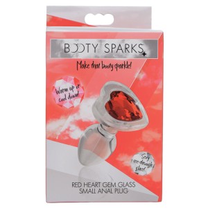 Booty Sparks Red Heart Gem Glass Anal Plug-small