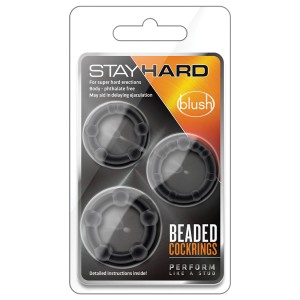 Stay Hard Beaded Cockrings-black 3pk