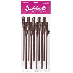 Bachelorette Party Favors 10 Dicky Sipping Straws Brown