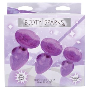 Booty Sparks Glitter Gem Anal Plug Set-purple