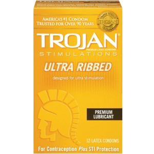 Trojan Stimulations Ultra Ribbed Lubricated Condoms 12 Pack Tj94750