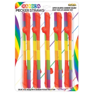 Rainbow Pecker Straws 10 Pack