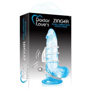 Doctor Loves Zinger Dual Vibrating Cock Cage-clear