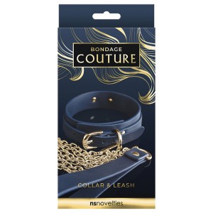 Bondage Couture Collar And Leash-blue