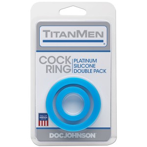 Titanmen Cock Ring Platinum Silicone Double Pack Blue