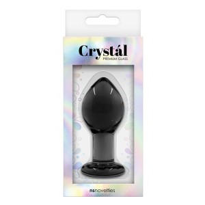 Crystal Premium Glass Plug Large Clear Charcoal