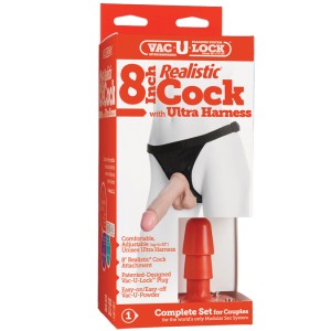 Vac-u-lock 8-inch Realistic Cock With Ultra  Harness